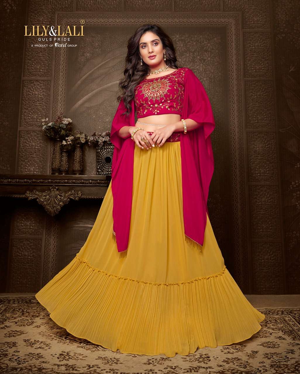 Lily And Lali-tyohar-georgette-handwork-choli-cups-with-inner-georgette-fancy-skirt-attached-dupatta-With Choli-2 Designs-10114